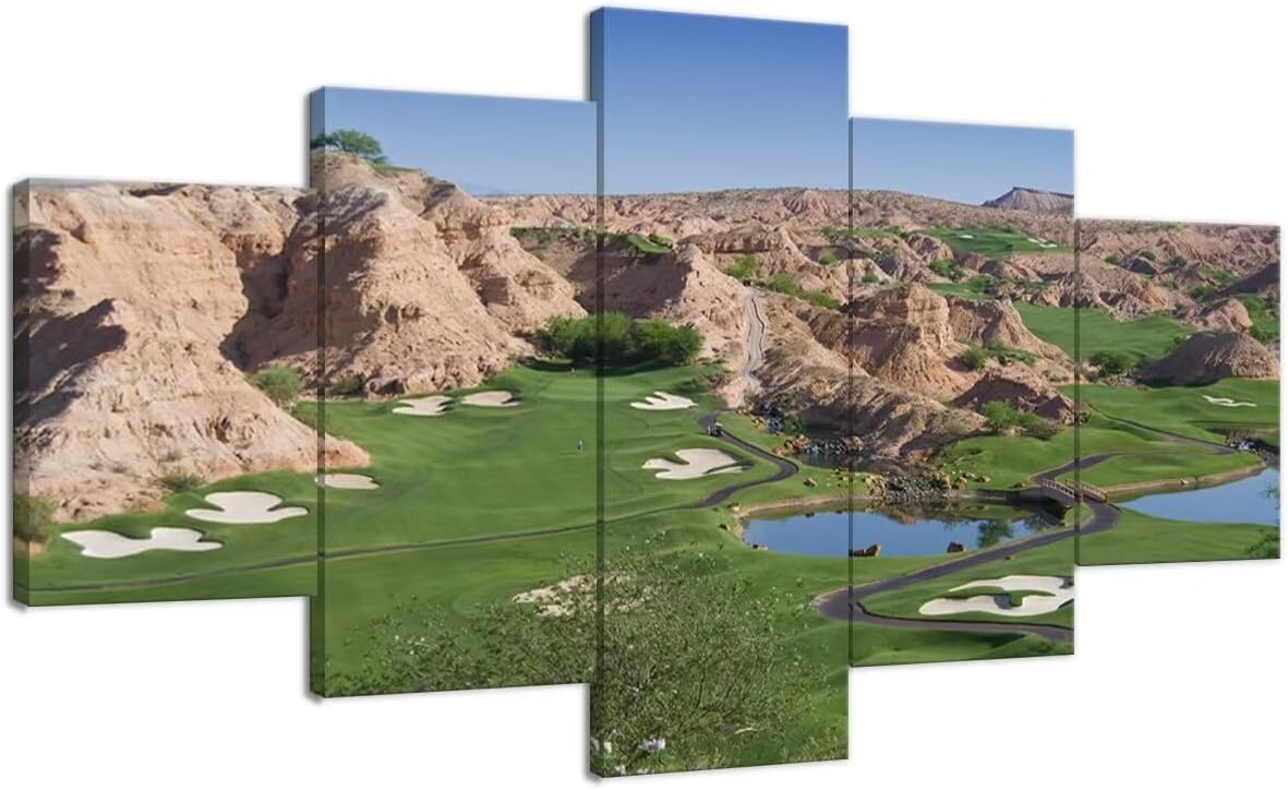 Wolf Creek Golf Course Canvas Wall Art for Living Room Bedroom Bathroom Home Decorations Golf Course Pictures Posters Wall Decor Framed Artwork Ready to Hang(60''W x 40''H)