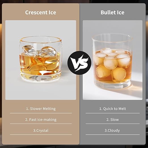 Northair Crescent ice Cube Machine 35Lbs/24H, 16Pcs in 12Mins ，Timer Portable Ice Maker for Home/Office/bar/Party(1, Black, 2.2L)