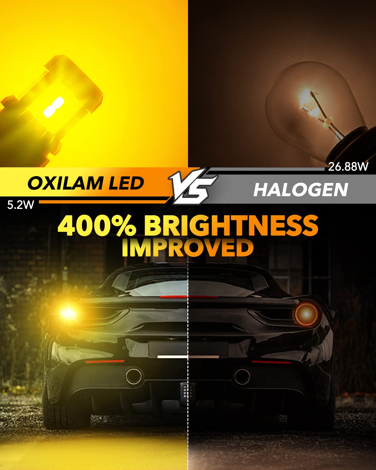 OXILAM LED Turn Signal Light Bulbs 1156 BA15S Amber Yellow 2200K 12pcs 3020SMD Chipsets, 2 Pack