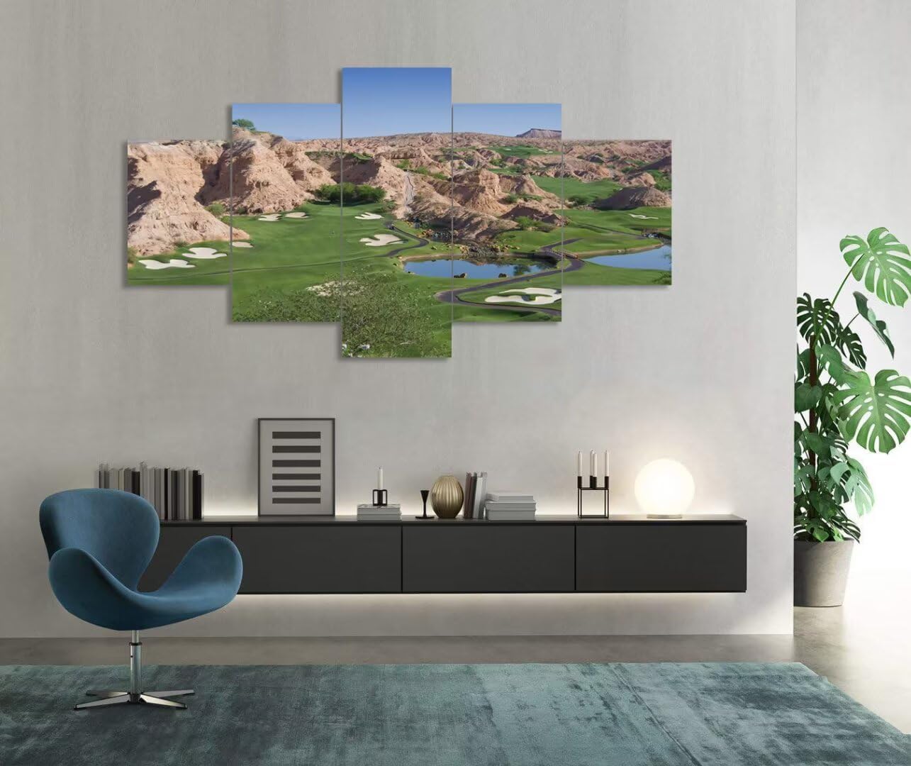 Wolf Creek Golf Course Canvas Wall Art for Living Room Bedroom Bathroom Home Decorations Golf Course Pictures Posters Wall Decor Framed Artwork Ready to Hang(60''W x 40''H)