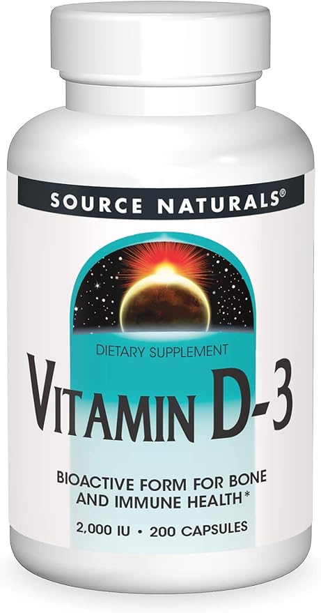 Source Naturals Vitamin D-3, Bioactive Form for Bone & Immune Health*, 2000 IU - 200 Capsules