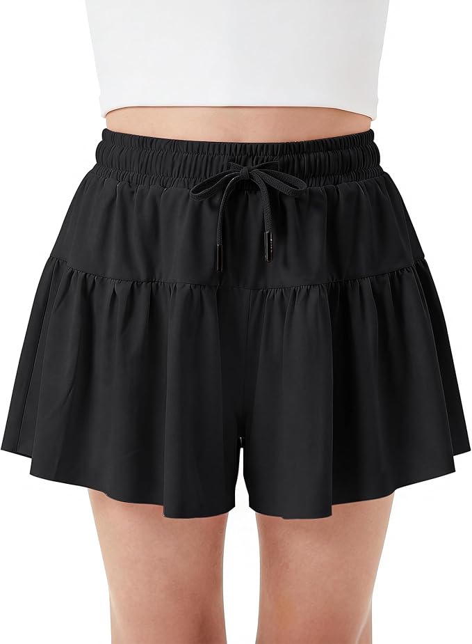 Stelle Butterfly Shorts Girls with Pocket Athletic Flowy Short 2 in 1 Dance Cheer Running Tennis Sports Skort 4-15 Years