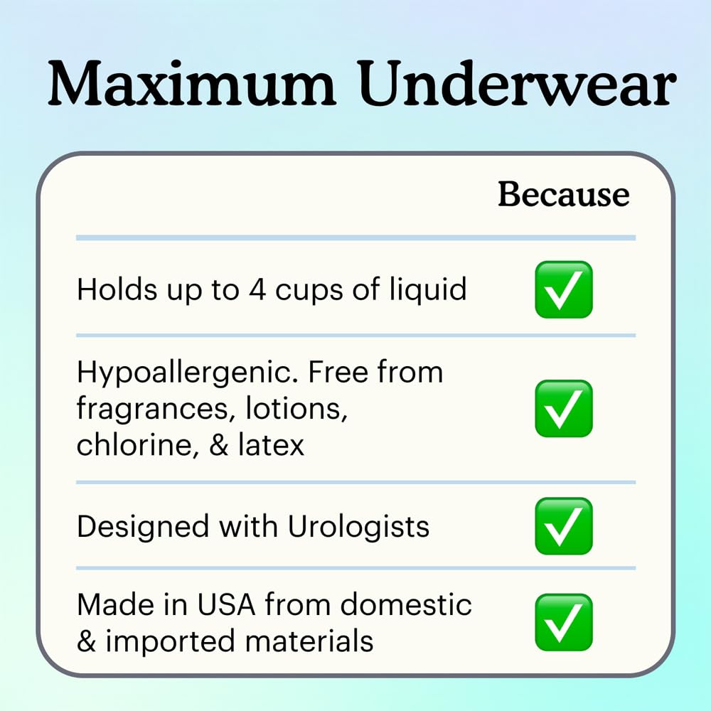 Because Discreet Maximum Adult Incontinence & Postpartum Underwear for Women, High Absorbency, Disposable, Absorbs Up to 4 Cups, Beige, Large, 20
