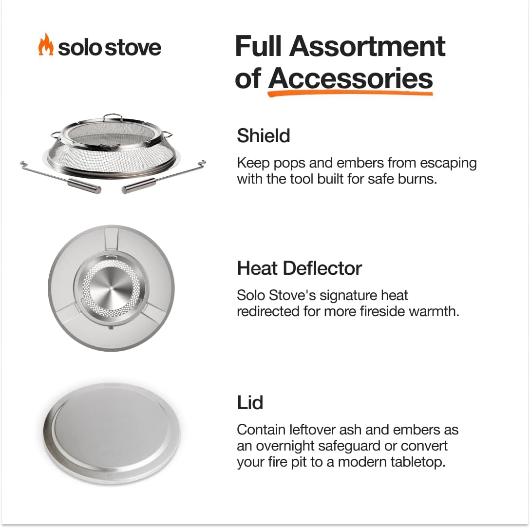 Solo Stove Yukon 2.0, 27 Inch Smokeless Fire Pit with Removable Ash Pan - Wood Burning Portable Stainless Steel Outdoor Fireplace, Stainless Steel, Ideal for 6 or More People, 38 lbs, Water