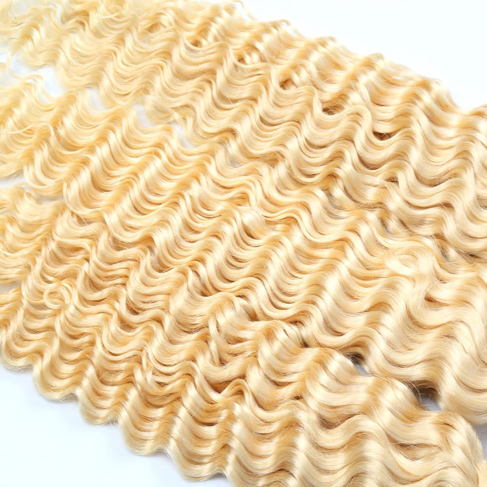 Lagalaga Bundles Human Hair 24 26 28 Inch Water Wave Blonde 613 Human Hair Bundles Unprocessed Brazilian Virgin Hair Quick Weave