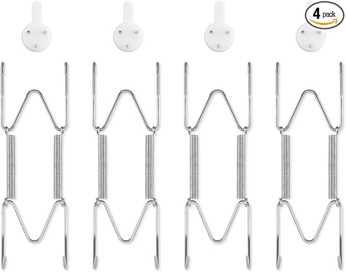 4 Pack Plate Hangers for The Wall, Suitable for 6-8 inch Art Plate, Stainless Steel Invisible Heavy Duty Wire Plate Holder with Wall Hooks, Plate Hangers for Displaying Plates, Platter, Dish, Silver