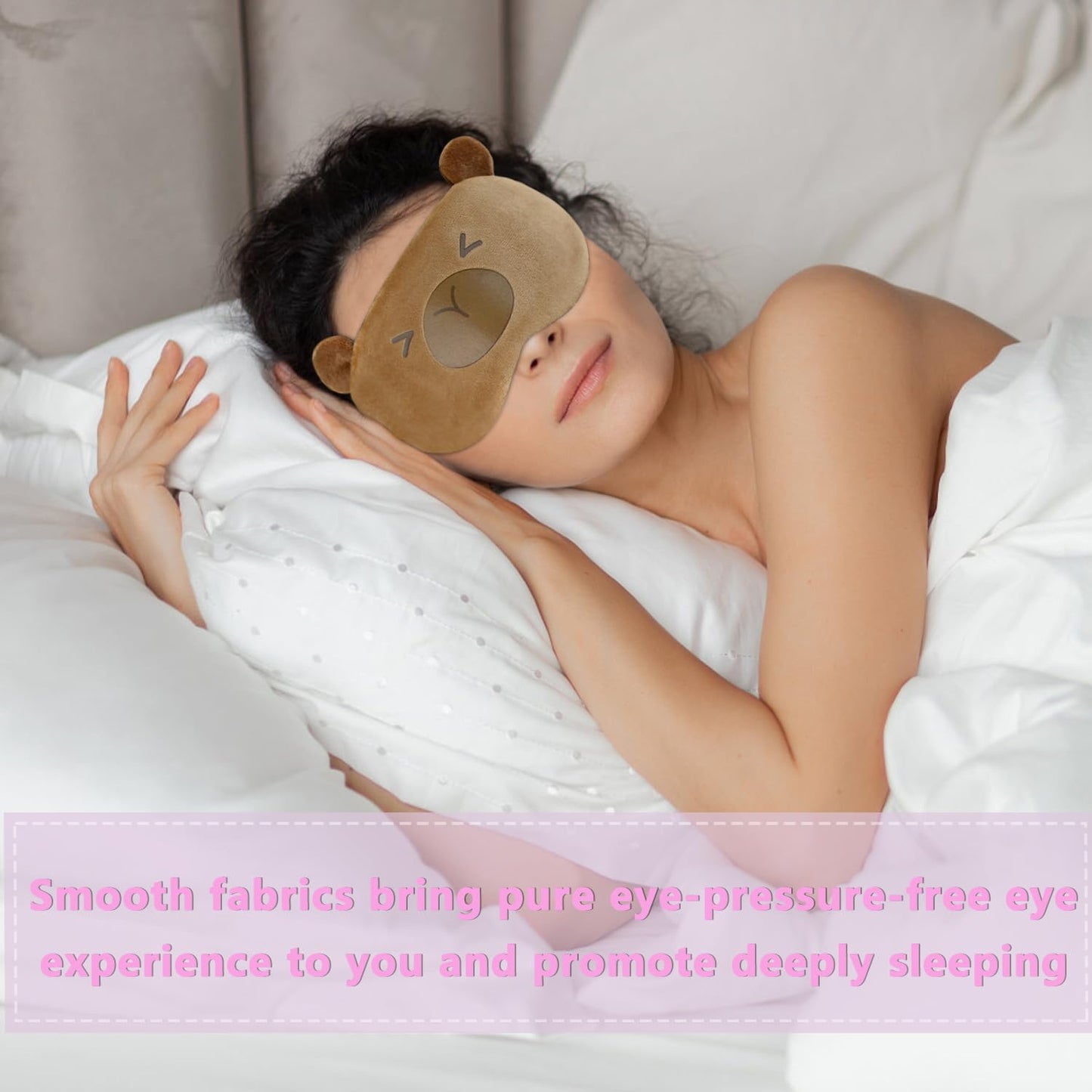 Ynaize Cute Eye Mask for Sleeping, Cartoon Capybara Sleep Mask, Funny Novelty Plush Blindfold Sleep Eye Cover for Girls Boys Women Men, Night Nap Travel