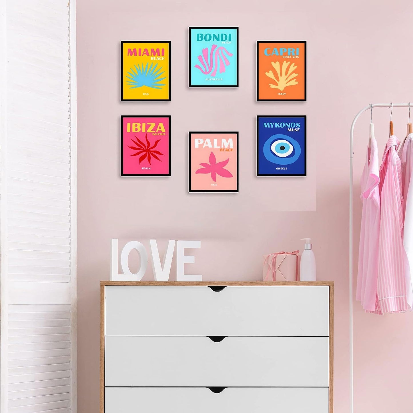 9Pcs Preppy Travel Wall Art Prints Colorful Abstract Aesthetic Room Decor Pictures Trendy Canvas Posters for Teen Girls Bedroom Apartment College Dorm Decoration, Unframed