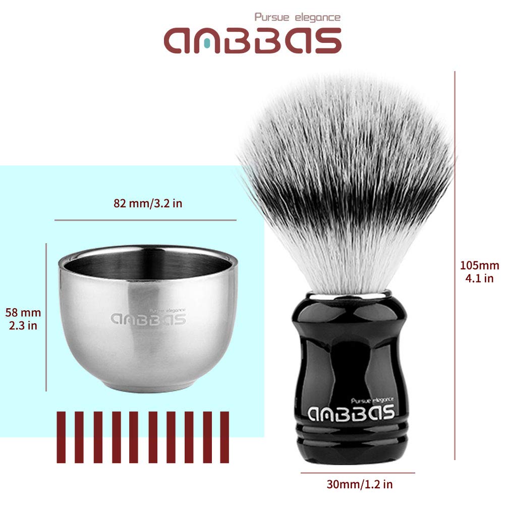 5IN1 Anbbas Shaving Brush Set,Synthetic Badger Brush and Stainless Steel Soap Bowl,ABS Wall Mounted Shaving Holders for Brush an
