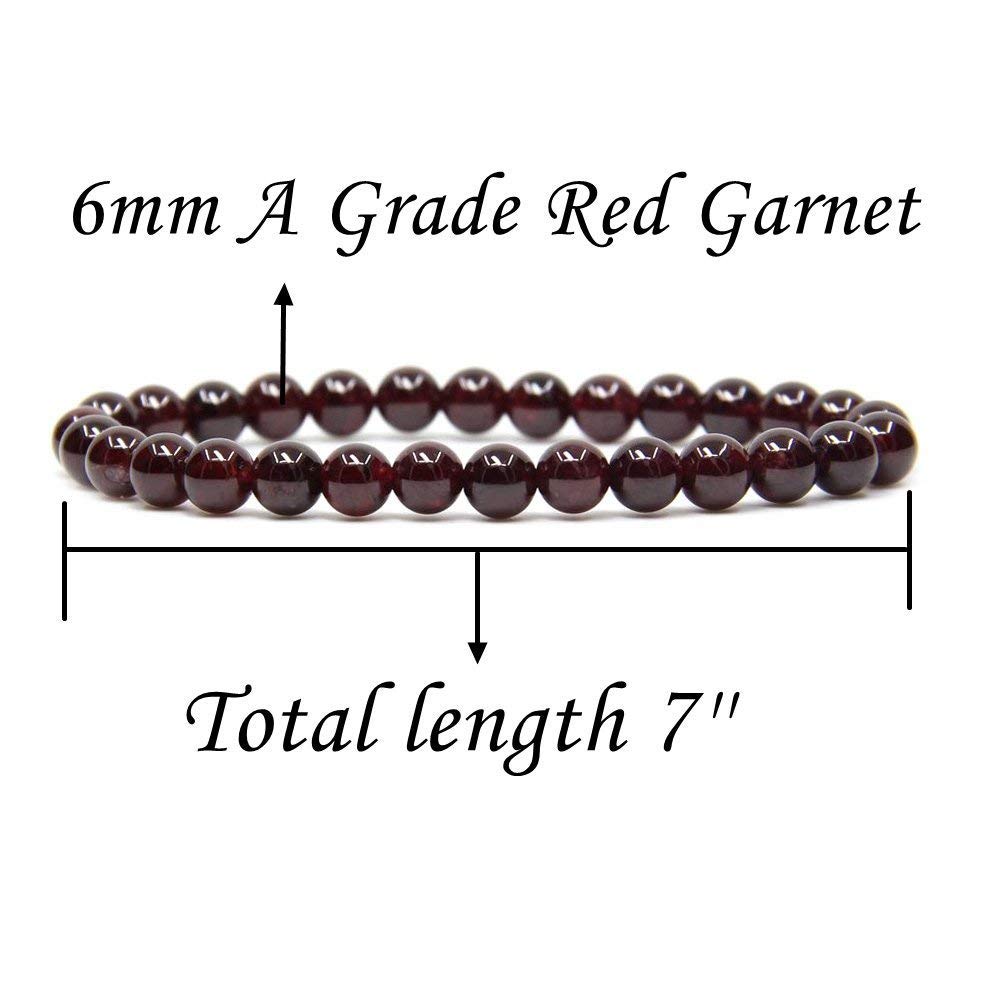 Natural A Grade Red Garnet Gemstone 6mm Round Beads Stretch Bracelet 7 Unisex