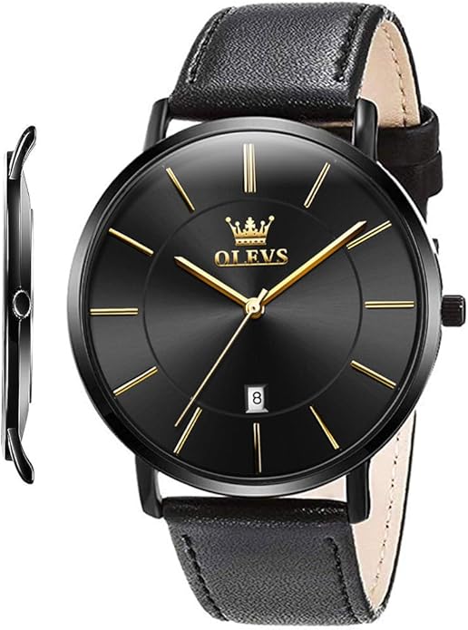 OLEVS Mens Watches Minimalist Ultra Thin Fashion Casual Analog Quartz Date Watch Waterproof Slim Simple Big Face Dress Wri...