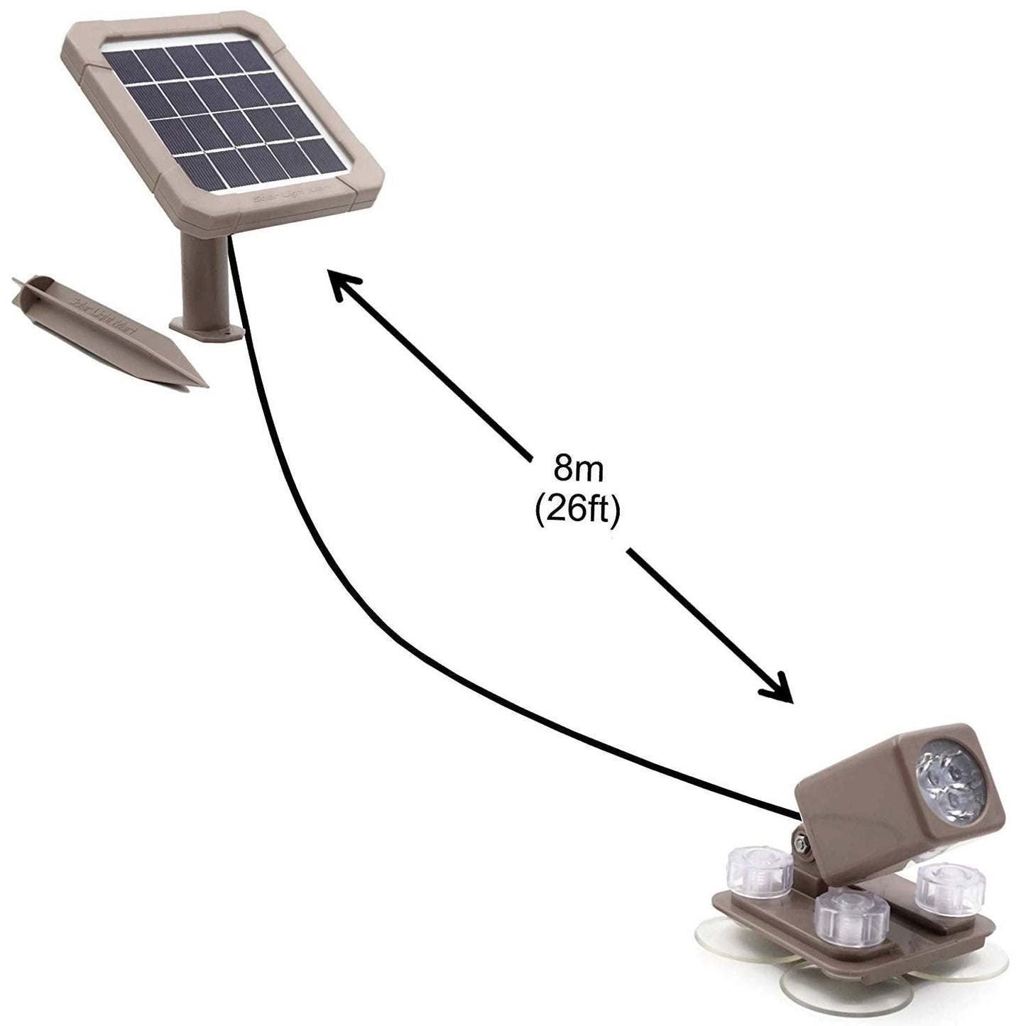 Solar Light Mart AquaHEX 60X Solar Underwater Spotlight, Waterproof Warm White LED, Outdoor Garden Landscape, Glossy Walnut Brown