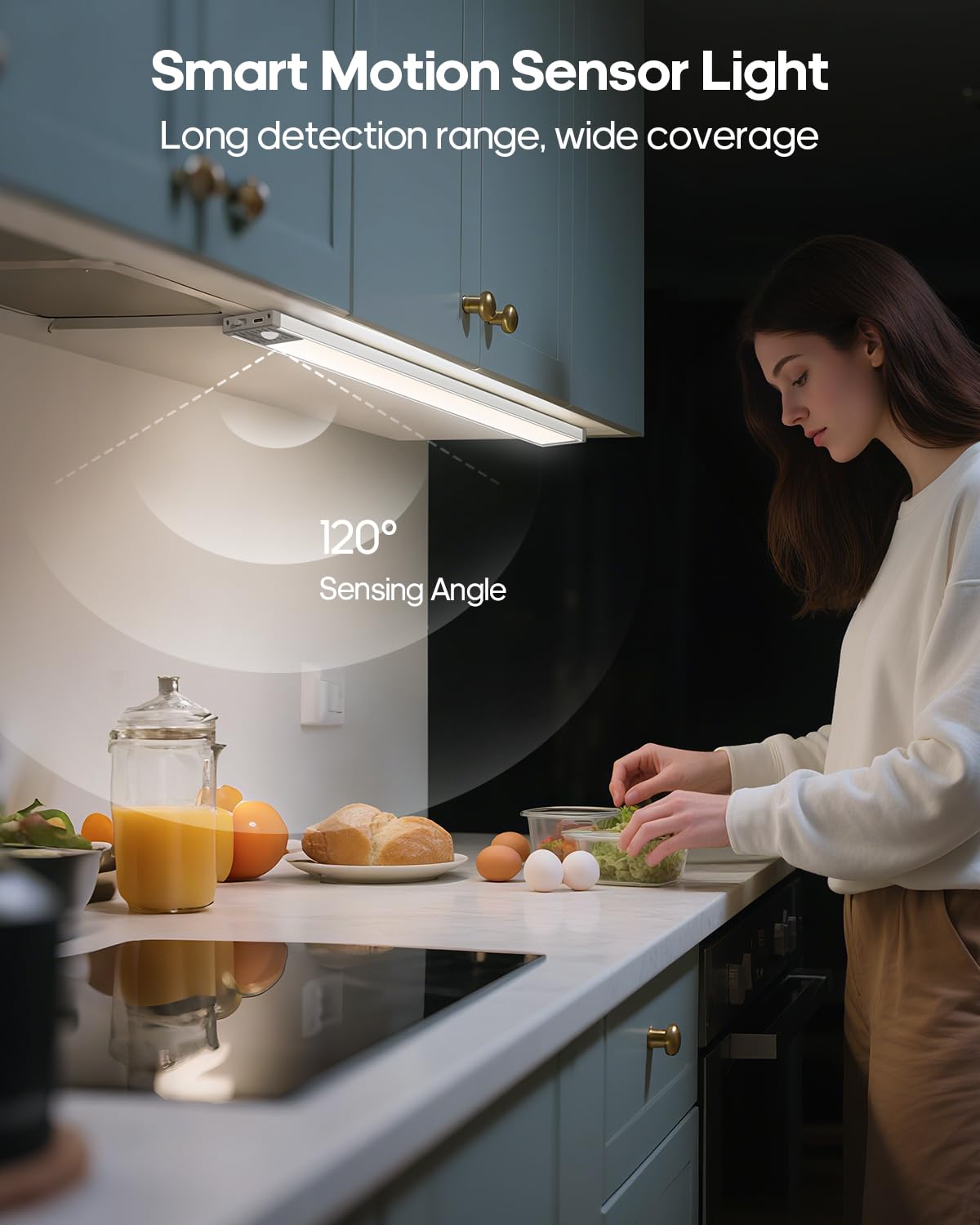 GOODEA Under Cabinet Lighting - 17.5 Inch, Rechargeable Battery, Motion Sensor, Wireless, 2 Pack