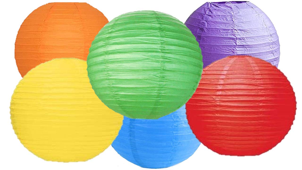 Matissa Pack of 6 Round Paper Lanterns Party Decorations 8in/20CM Rainbow Model 6lnrnb