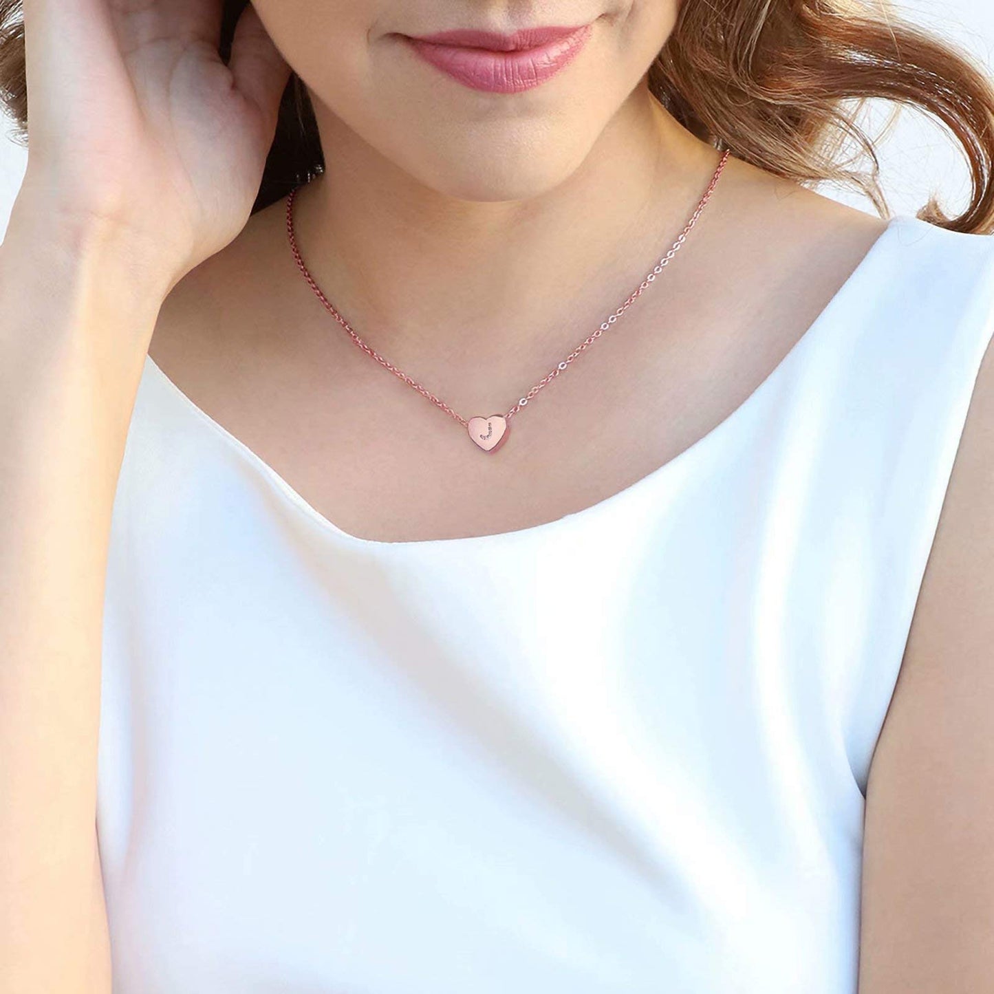 M MOOHAM Necklace for Women Gifts, Rose Gold Letter E Heart Initial Necklace