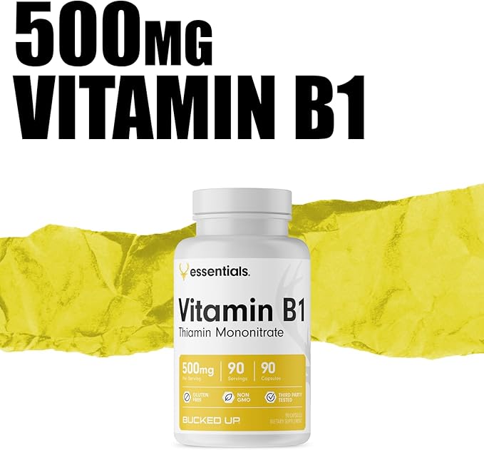 Bucked Up Vitamin B1 500mg Capsules, Essentials (90 Servings)