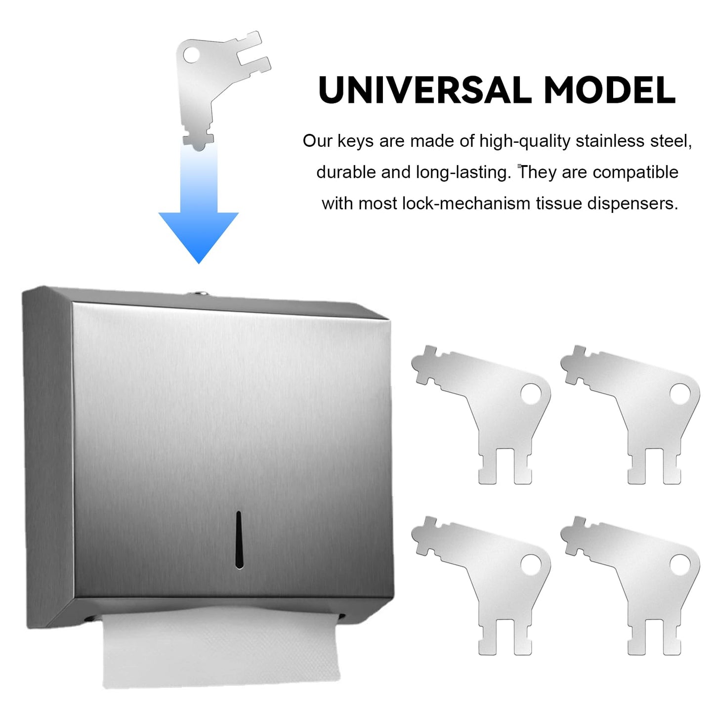 5Pcs Paper Towel Dispenser Key, Universal Replacement Key Compatible with Georgia Pacific Commercial Towel and Toilet Paper Dispensers