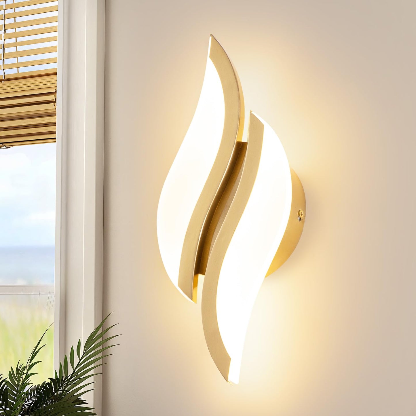 Caneoe Modern Led Wall Sconce 6000K Cold White Black Indoor Wall Light Fixtures Acrylic Wall Sconce Lighting For Living Room Bedroom Bedside Bathroom Hallway Stairway Wall Lamp (Gold  1 Pack 3000K)