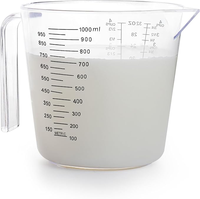 Measuring Cups （1000ml）, Liquid Measuring Cups For Kitchen - BPA Free Plastic with Spout Multiple Measurement Scales (Clear)
