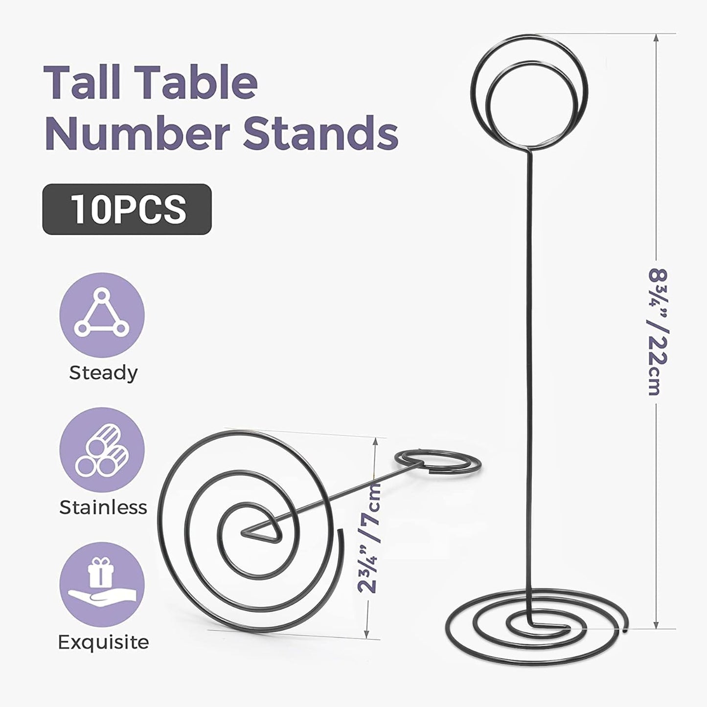 Table Number Holders 10Pcs - 8.75 inch Place Card Holder Tall Table Number Stands for Wedding Party Graduation Reception Restaurant Home Photo Picture Office Memo (Matte Black)