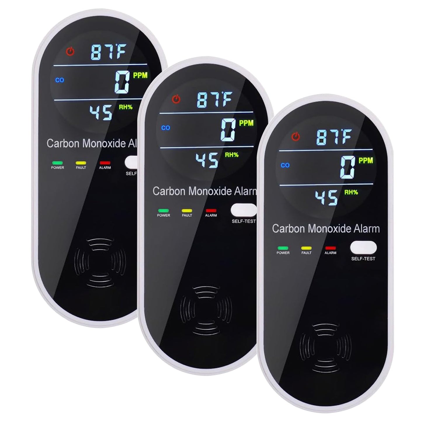 3-in-1 Carbon Monoxide Detectors, Portable Carbon Monoxide Detector for Travel with Temperature & Humidity Display, Carbon Monoxide Detector Plug in Wall for Home/RV, Accurate & Easy to Install 3