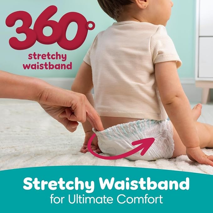 Pampers Diapers - Swaddlers 360° - Size 6, 44 Count, up to 100% Leakproof Comfy Dry Fit, Designed for Easy Changes, Pull On Baby Diaper (Packaging May Vary)