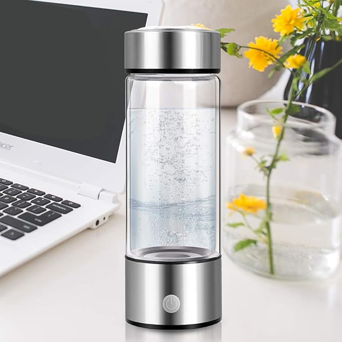 EKDJKK Portable Hydrogen Water Generator Bottle with PEM and SPE Technology, Up to 1300 PPB, Hydrogen Water Bottle, Hydrogen Water Ionizer Machine Ionizer Health Cup for Home Travel (Black)