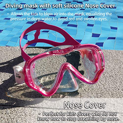 Seago Kids Swim Goggles Snorkel Diving Mask for Youth(5-15), Anti-Fog 180° Clear View