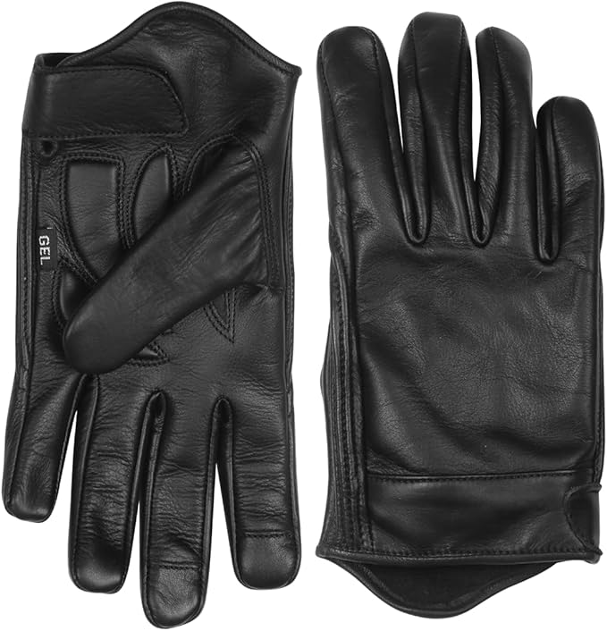 Vance Leather' Men's Premium Waxed Austin Brown Leather Perforated Motorcycle Gloves