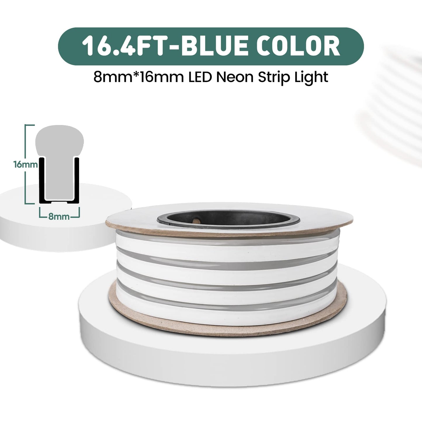 Gzbtech Flexible Led Neon Rope Lights 16.4Ft Ac 110-120V Waterproof Neon Strip Light  120Leds/M Cuttable Connectable Rope Lighting For Indoor Outdoor Home Decor/Commercial Building Use-Blue 5M