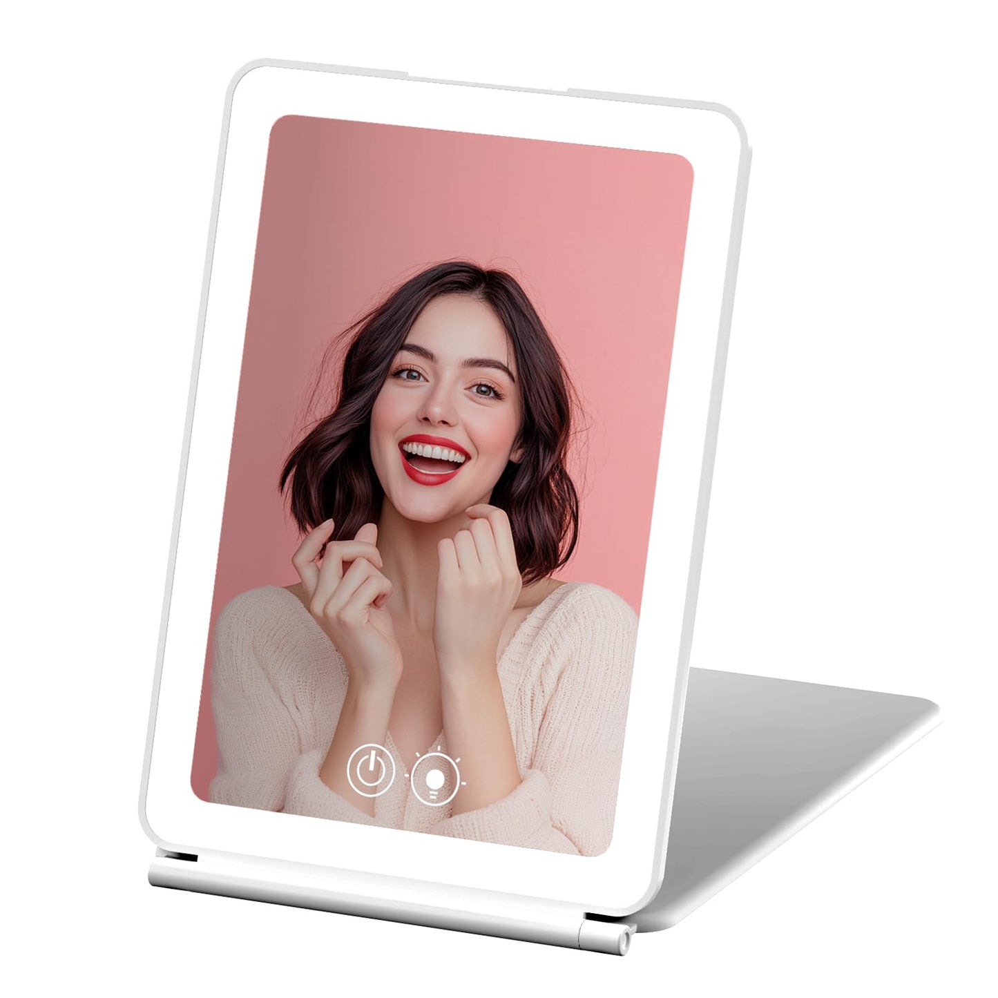 ROTOPATA Rechargeable Travel Makeup Mirror with 5X Magnification, Portable Lighted Travel Mirror with 72 LEDs, 3 Color Lighting