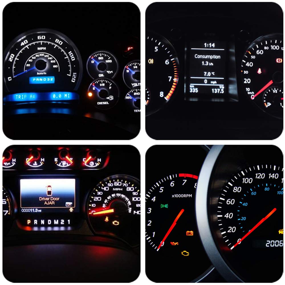 WLJH T5 PC74 Wedge LED Bulbs 10 Pack, White Canbus Dash Lights for Instrument Panel