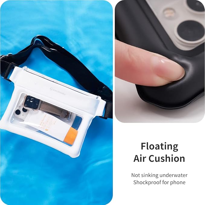 Sinjimoru Clear Waterproof Fanny Pack Dry Bag, Adjustable Strap Floating Crossbody Waist Belt Bag for Swimming Paddling Snorkeling, Lockable Travel Beach Bag. Sinjimoru Waterproof Cross Bag White