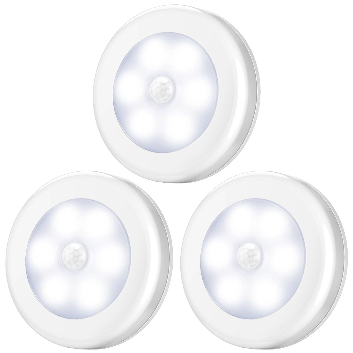 Amir Motion Sensor Light - Cordless Led Night Lights, Battery Powered, White, Model Uf5_3Pcs, Pack Of 3 For Closet, Stair, Kitchen