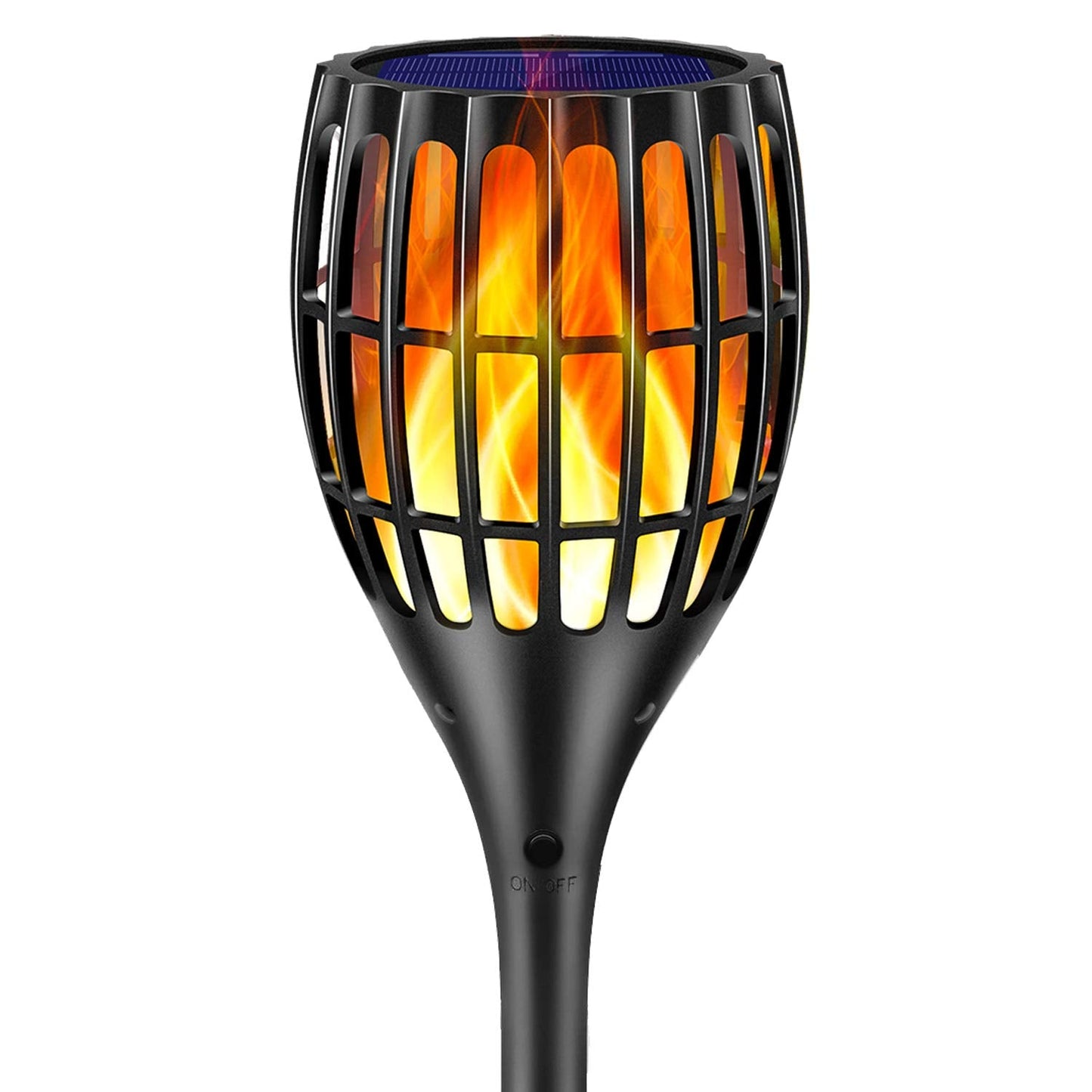 Ollivage Solar Torch Lights, Waterproof Flickering Flames, 43 Outdoor Decoration, Black, Dusk To Dawn Auto On/Off, 1 Pack