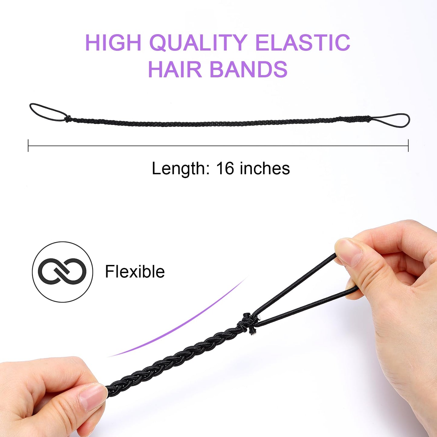 YOcity Elastic Hair Ties for Beach Sports 4 Packs 16 Sport Hair Ties for Women Pony Tails for Thick Long Hair Swimming