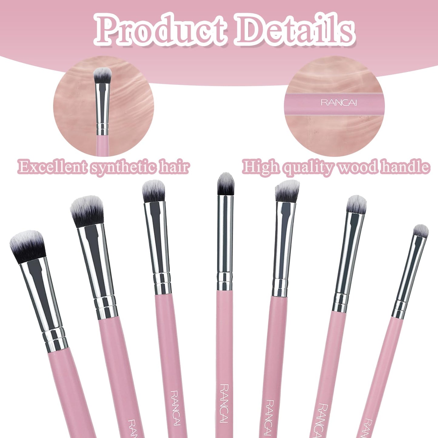 7Pcs Eye Makeup Brush Set,Portable Eye brushes,Professional Blending Eyeshadow Makeup Brushes,Eyeshadow with Soft Hairs and Wood