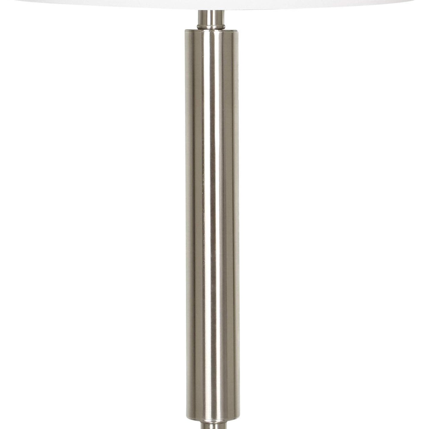Benzara Metal Table Lamp with Fabric Drum Shade 30x15x15 in. White & Silver Model BM233289