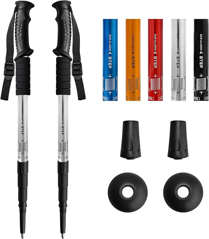 Ynaize 2 Pack Hiking Poles for Junior, Nordic Walking Trekking Pole Hiking Sticks Lightweight Collapsible & Shock-Absorben...