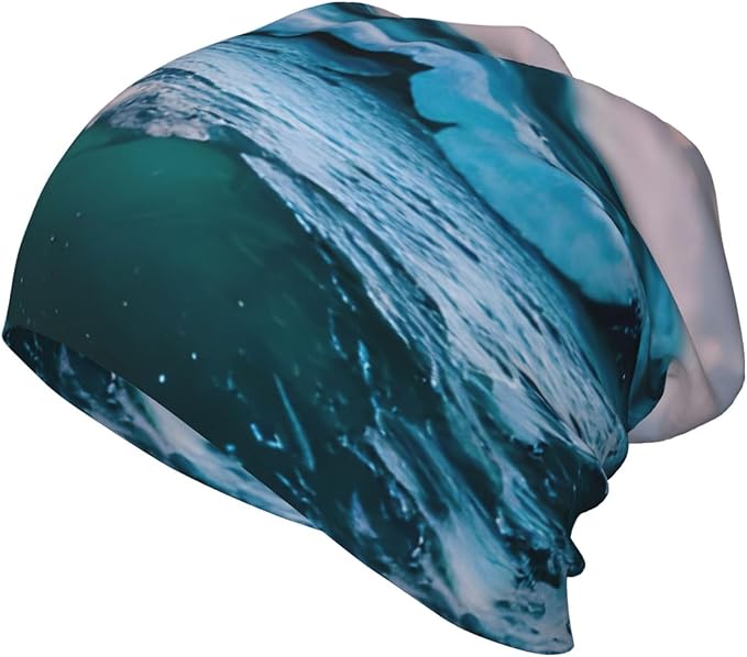 Ocean Waves Print Soft Beanie Winter Hat Warm Thermal Cap Headwear for Snow Play Outdoor Activities