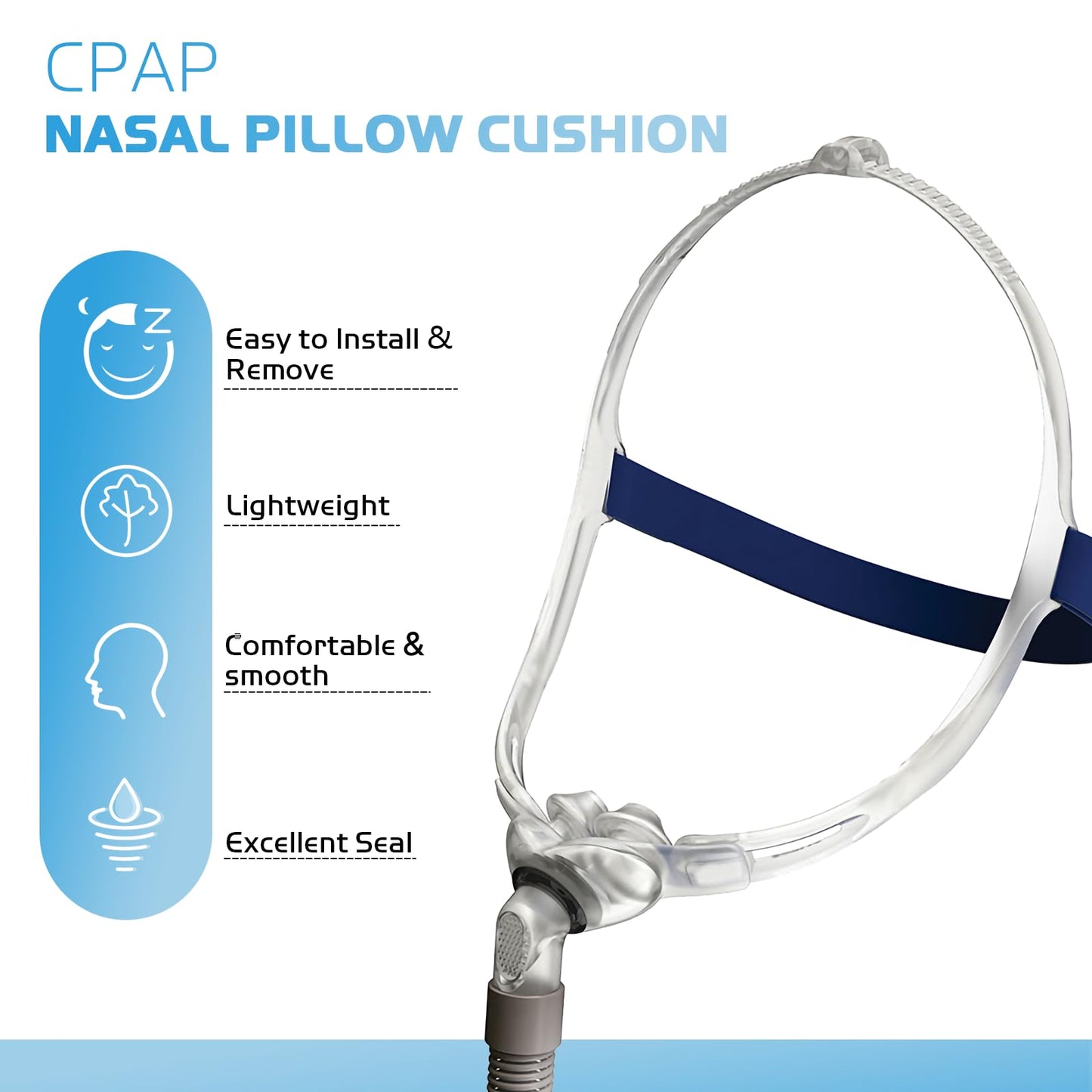 2 Pack CPAP Nasal Pillows Compatible with ResMed Swift FX Nasal Frame Assembly, Gel Silicone Elastomer Dual-Wall Nose Pillow Cushion Mask - Medium