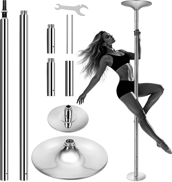 Professional 45mm Dancing Pole for Home, Spinning & Static Pole Dance Fitness Pole, Adjustable Height 7.6ft-9ft, Removable...