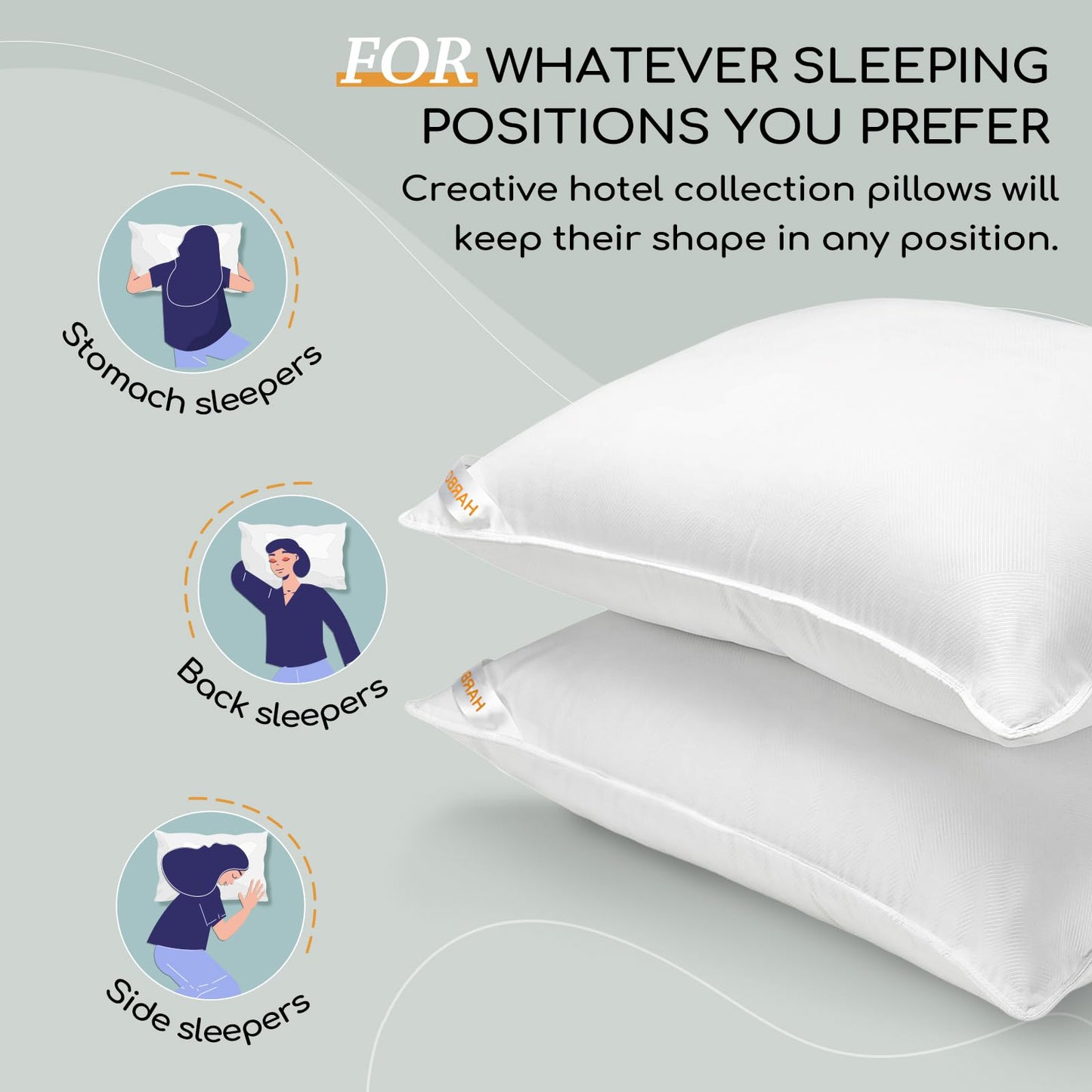 HARBOREST Bed Pillows Standard Size Set of 2 - Luxury Hotel Collection Down Alternative Pillows for Sleeping, 20 x 26 Inches