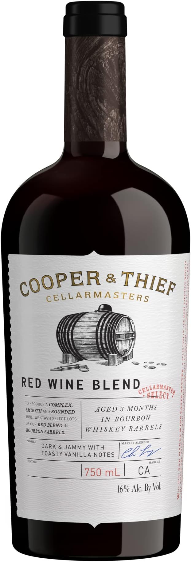 Cooper and Thief Bourbon Barrel Aged Red Blend Red Wine, 750 mL Bottle