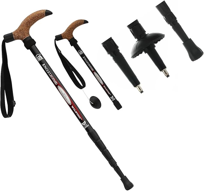 Aluminum Alloy Quick Lock Trekking Pole Anti-Shock Walking Stick Adjustable Cane Crutch for Mountains Trekking Hiking,Ultr...
