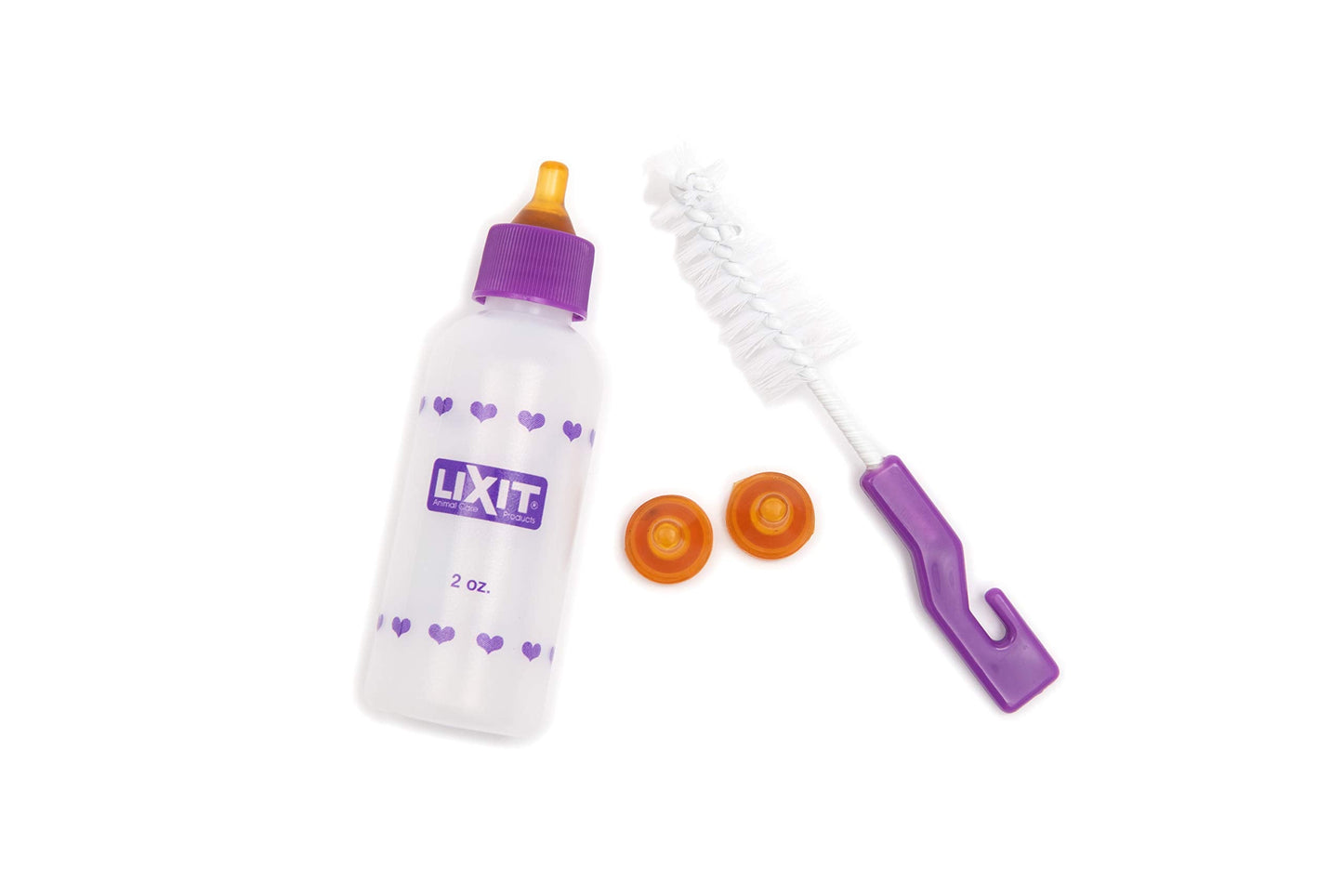 Lixit Nursing Bottle Kits for Puppies, Kittens, Guinea Pigs, Ferrets, Rabbits, Raccoons, Squirrels and Other Pets That Need Hand Feeding (2 Ounce (Pack of 1), Clear)