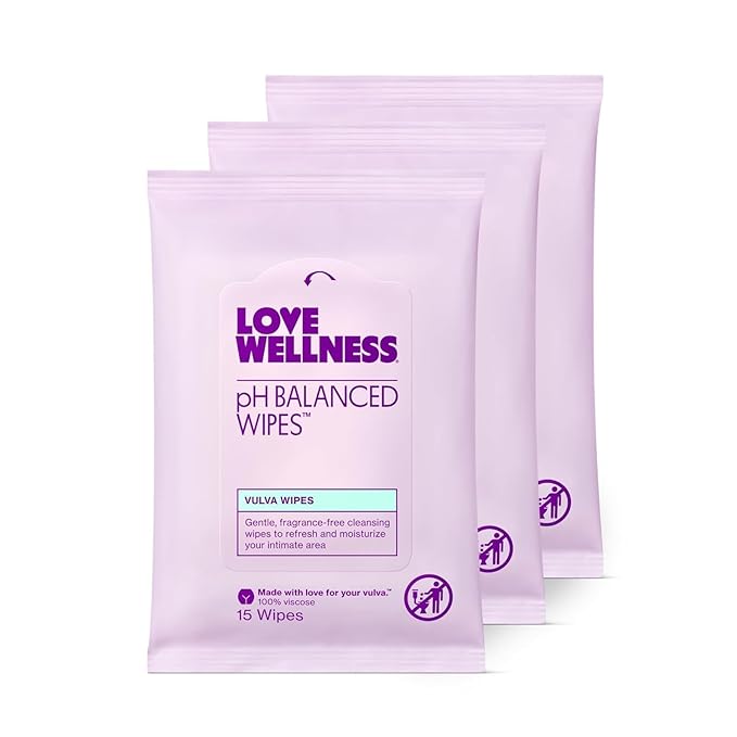 Love Wellness pH Balancing Wipes for Women | Fragrance-Free | Vulva Cleanser for Balanced pH, Intimate Health & Hygiene | ...