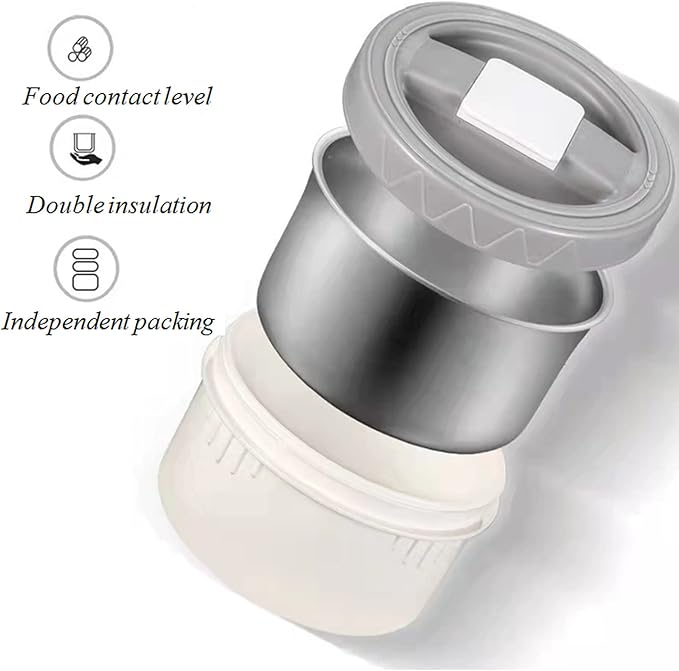 Stackable Stainless Steel 3-Tier Lunch/Snack Box, Vacuum Stainless Steel Leak-Proof Insulated Bottle, Suitable for Carrying Food to Office, Outdoor Picnic(64oz, Noble Blue)