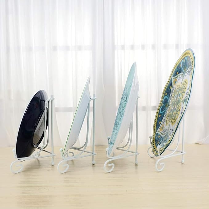 LIONWEI LIONWELI 6 Inch White Iron Plate Stand Holder Easel Display Stand for Plate?Picture?Photo and More,4 pcs.