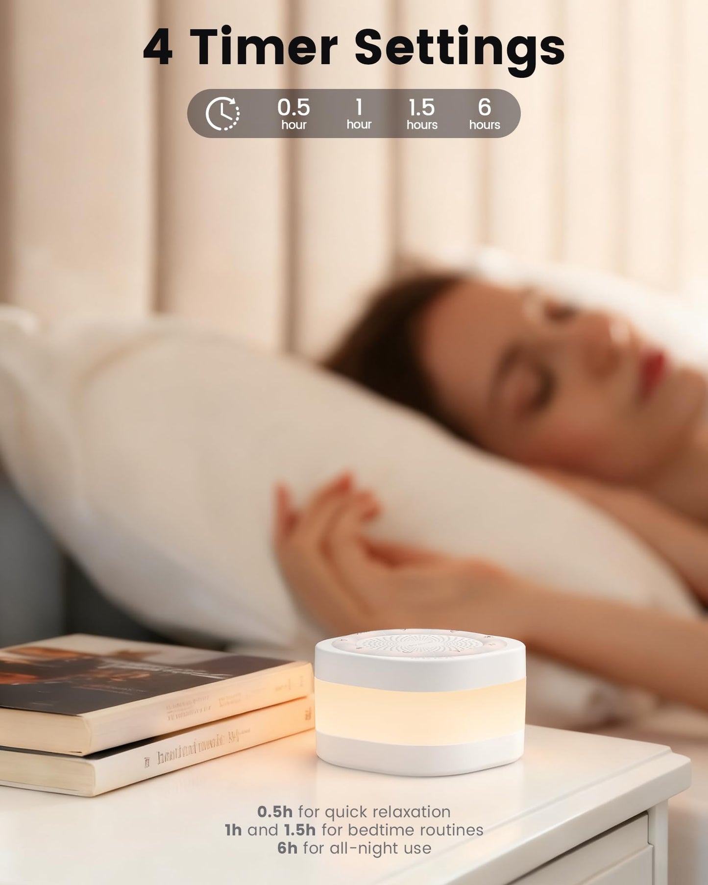 Glocusent White Noise Sound Machine for Sleep, 44 Sounds Includes White Pink Brown Noises & Alpha Brainwaves, Dual-Track Combination for Baby Kids & Adults, 2 Gradient, Breathing & 8 Static Colors